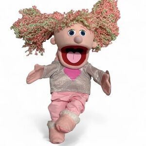 Silly Puppets 14" Kimmie, Pink Girl, Full Body, Ventriloquist Style With Tag